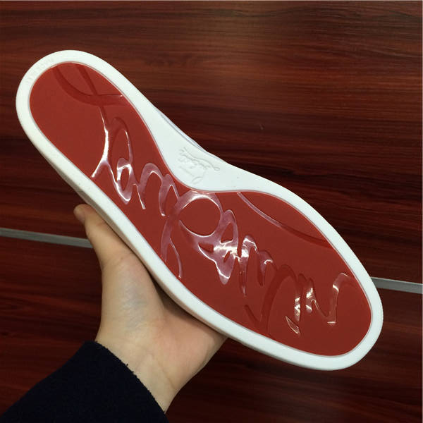 Limited Version Christian Louboutin Louis Spike Men Flat High Top White Sneaker Glossy Red Sole 