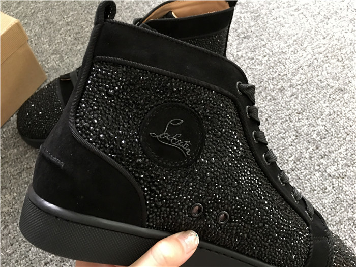 Christian Louboutin Louis Strass Black Men's Flat Sneakers