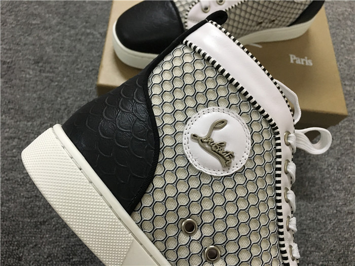 Super Perfect Christian Louboutin Louis Orlato Nappa Black White Sneakers