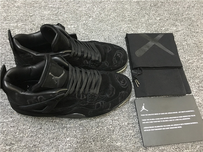 In Stock!!! KAWS x Air Jordan 4 Black Suede Mens Sneakers