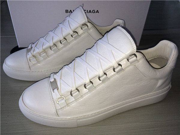 Balenciaga Arena Low Top Creased Leather Sneakers White