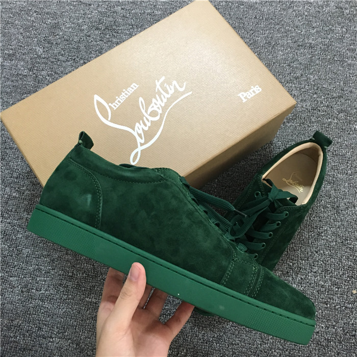 Limited Version Christian Louboutin Louis Junior Green Men's Flat Sneakers