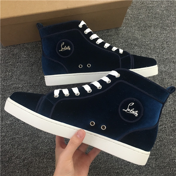 limited version Christian Louboutin Louis Orlato Blue Velvet Junior Flat Sneaker