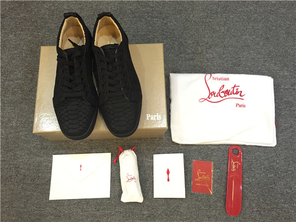 Super perfect Christian Louboutin Black Snake Low Sneakers