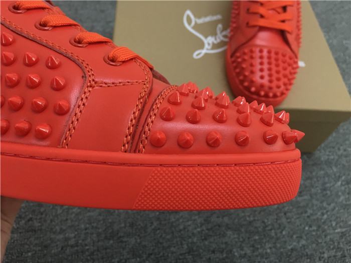 Christian Louboutin Red Louis Spikes Flat High-Top Men Sneakers