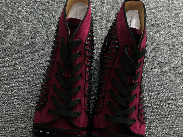 Christian Louboutin Louis Orlato Spikes Velvet with Glossy Red Sole