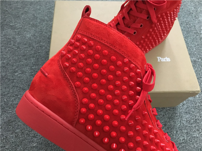 Christian Louboutin Red Louis Spikes Men's Flat Sneakers