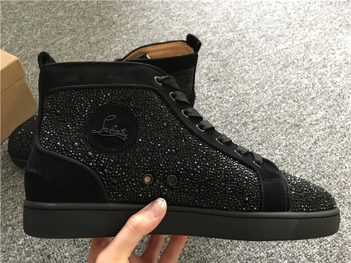 Christian Louboutin Louis Strass Black Men's Flat Sneakers