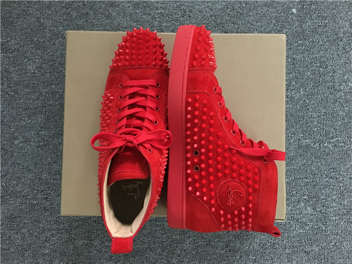 Christian Louboutin Red Louis Spikes Men's Flat Sneakers