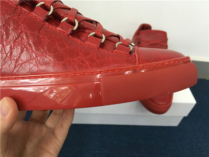 Super Perfect Balenciaga Arena Low Top Creased Leather Sneakers Red