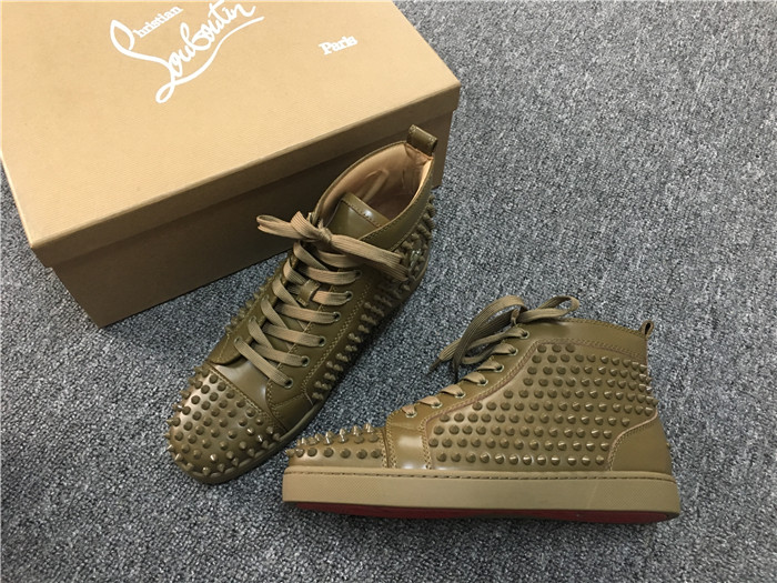 Limited Version Christian Louboutin Poivre Vert Louis Spikes Men's Flat Sneakers