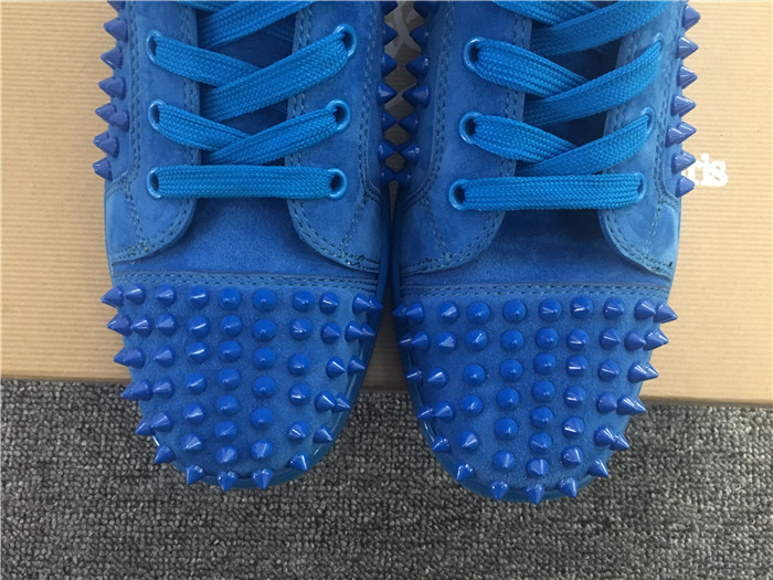 Limited Version Christian Louboutin Louis Spikes Blue Veau Velours Sneakers