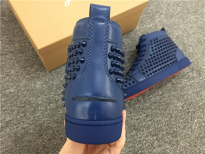 Limited Version Christian Louboutin Louis Spikes Men's Flat Sneakers-Dark Blue