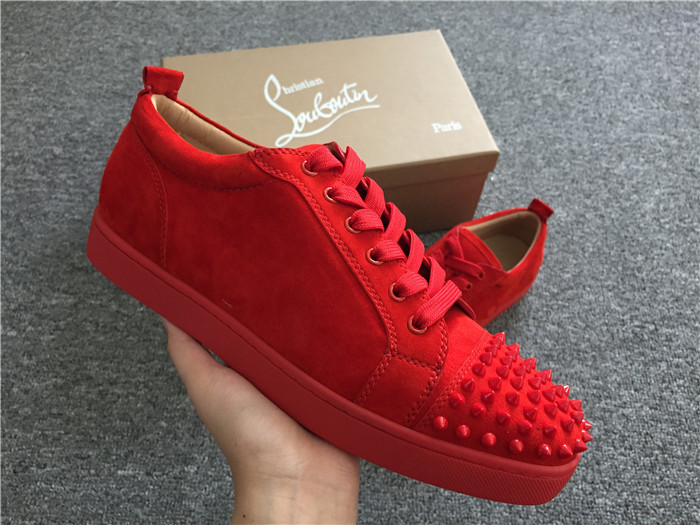 Christian Louboutin Red Louis Junior Spikes Men's Flat Sneakers