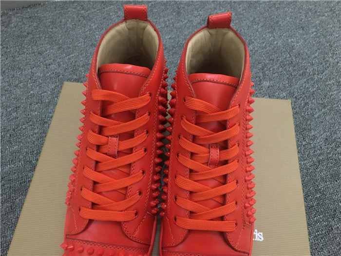 Christian Louboutin Red Louis Spikes Flat High-Top Men Sneakers