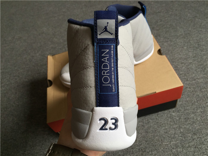 Air Jordan 12 Grey Blue White High-Top Men Sneakers