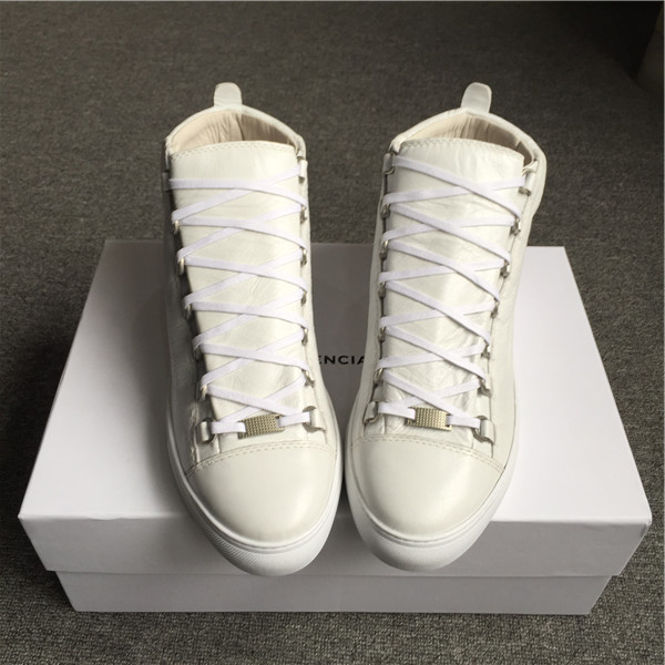 Super Perfect Balenciaga Arena Creased Leather Sneakers White