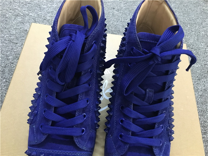 Limited Version Christian Louboutin Blue Louis Spikes Men's Flat Sneakers