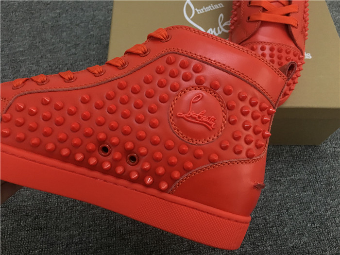 Christian Louboutin Red Louis Spikes Flat High-Top Men Sneakers