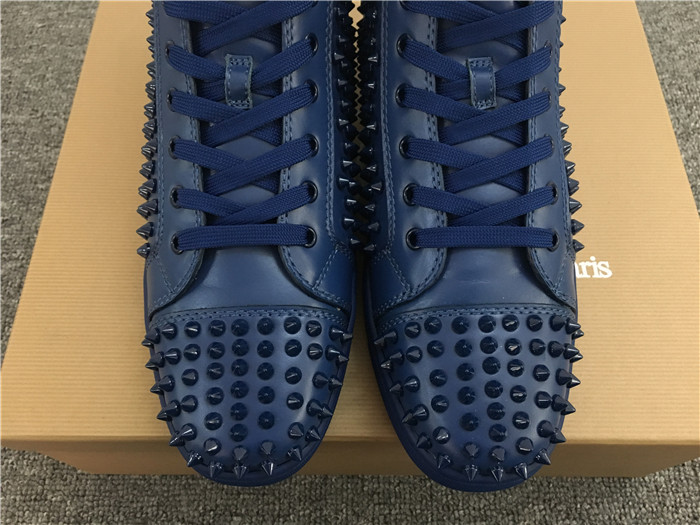 Limited Version Christian Louboutin Louis Spikes Men's Flat Sneakers-Dark Blue