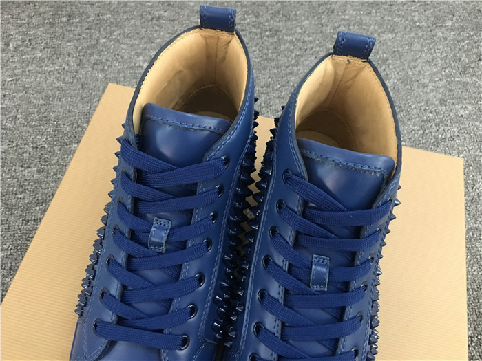 Limited Version Christian Louboutin Louis Spikes Men's Flat Sneakers-Dark Blue