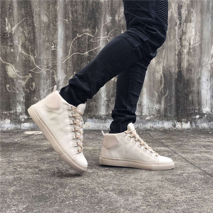 Balenciaga Sprayed Suede Arena High-Top Sneakers-Light Taupe