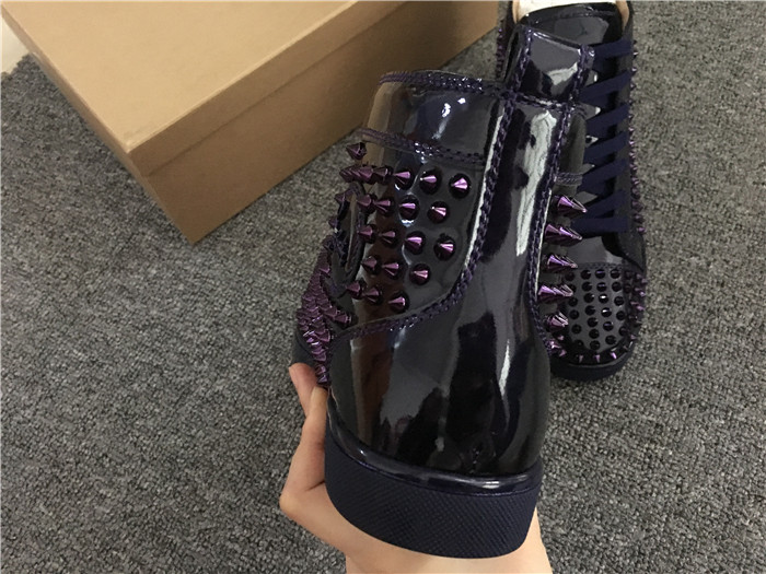 Limited Version Christian Louboutin Louis Flat Purple Glossy Patent Sneakers