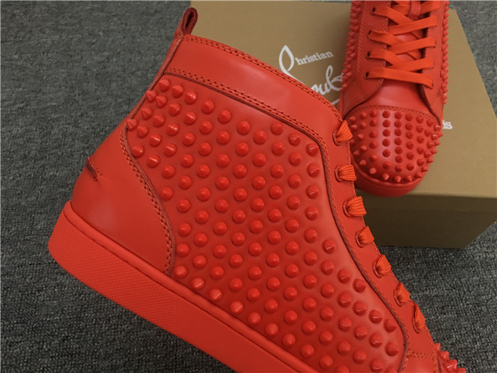 Christian Louboutin Red Louis Spikes Flat High-Top Men Sneakers