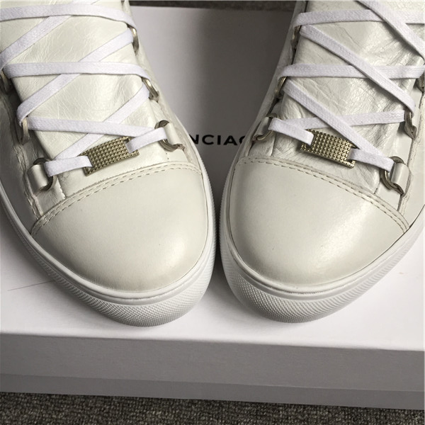 Super Perfect Balenciaga Arena Creased Leather Sneakers White