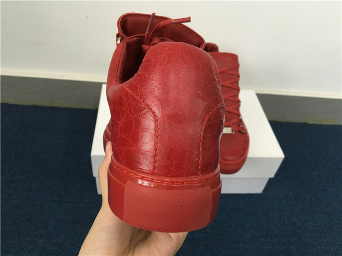 Super Perfect Balenciaga Arena Low Top Creased Leather Sneakers Red