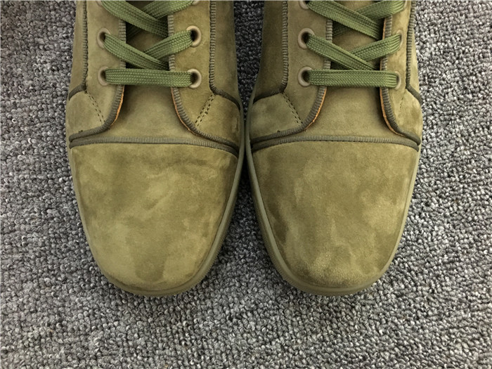 Christian Louboutin Louis Orlato Flat High Top Suede Sneaker in Poivre Vert Color