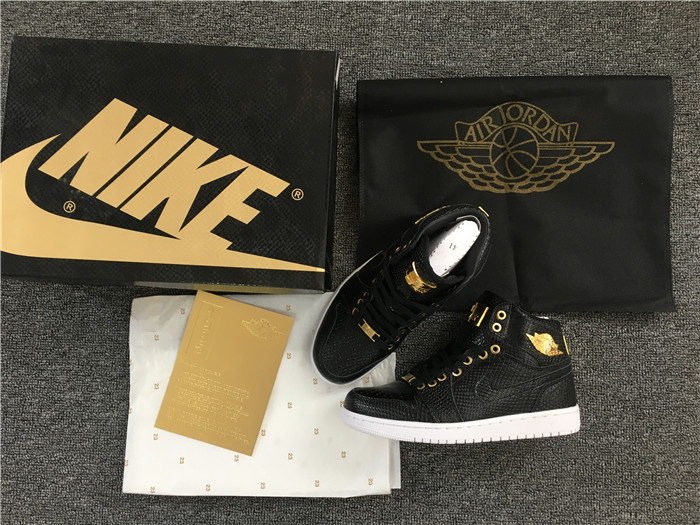 Air Jordan 1 Pinnacle Black/Black-Metallic Gold-White Men Sneaker