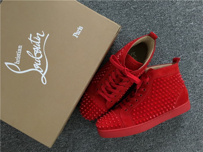 Christian Louboutin Red Louis Spikes Men's Flat Sneakers