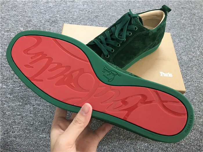 Limited Version Christian Louboutin Louis Junior Green Men's Flat Sneakers